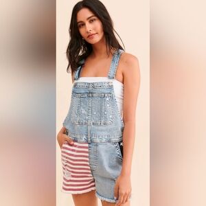 Driftwood x Free People American Flag/Star Shortalls - M